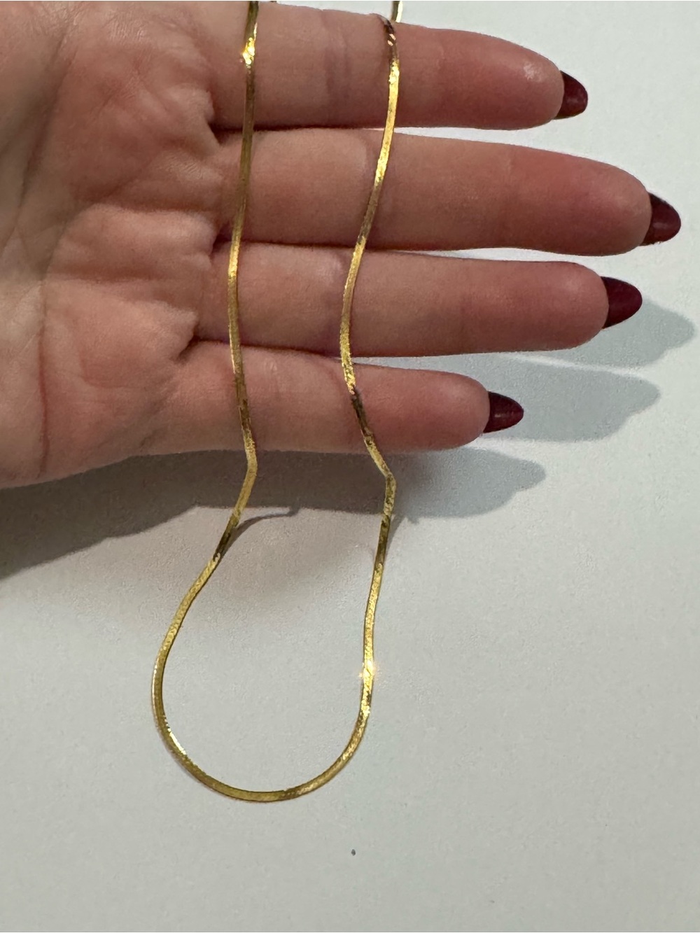 Vintage 14K Solid Yellow Gold Italian Herringbone 2.2g Chain Necklace 18"